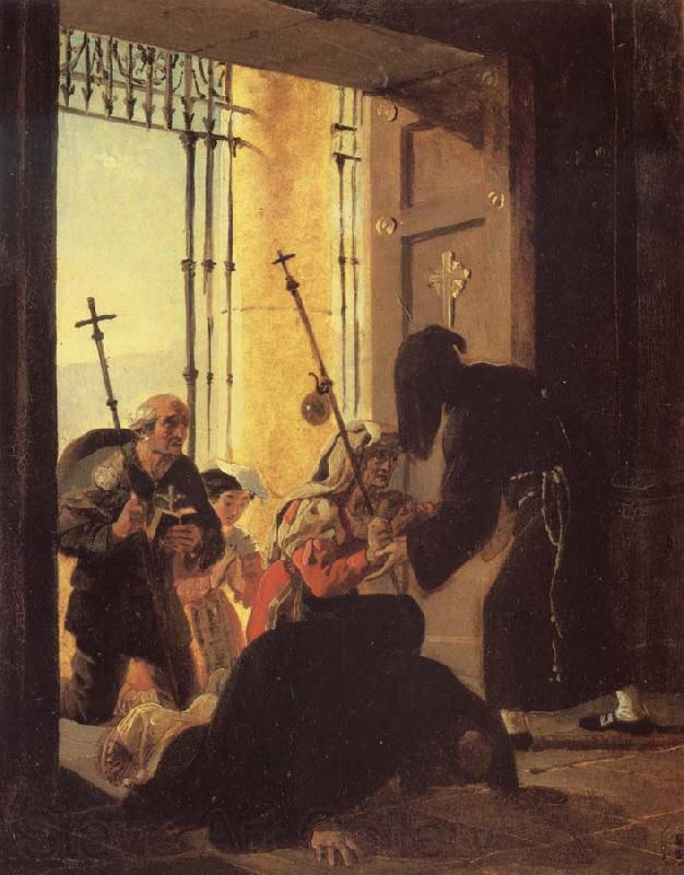 Karl Briullov Pilgrims in the Doorway of a Church Spain oil painting art